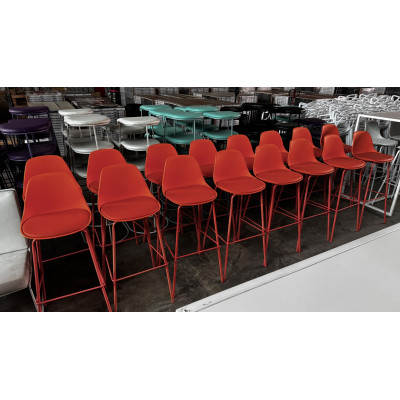 13X ORANGE BAR STOOLS- 75CM COMMERCIAL GRADE INDOOR OR OUTDOOR USE