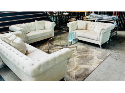 MIA CREAM VELVET LOUNGE SUITE 2 + 2 + 3 SEATER