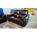 BURTON LEATHER LOUNGE SUITE 3 + 2  SEATER ALL ELECTRIC RECLINING - GREENWICH WALNUT RRP $9509