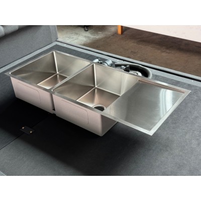 304 STAINLESS STEEL DOUBLE BOWL SINK 1200 X 500 (#12050)