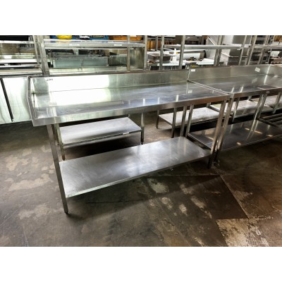 S/STEEL BENCH WITH SPLASHBACK & SHELF - 1750X700X900 HIGH - SOLD AS IS