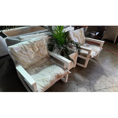 WHITE ROPE ROCKING CHAIR WITH CUSHION