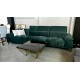 BROOKS GREEN ANTI-SCRATCH CURVED FABRIC 3 SEATER LOUNGE + CONSOLE