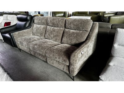 BROWN FABRIC 2 SEATER ELECTRIC RECLINING LOUNGE - RRP$3500 