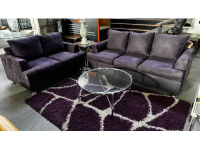 PURPLE MICROSUEDE LOUNGE SUITE 3 + 2 SEATER