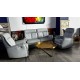 TRENTO LEATHER LOUNGE SUITE 2.5 SEATER + 2 SINGLE RECLINERS - ALL ELECTRIC - VILLA MORNING FOG - RRP$5900 