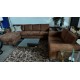 CHOCOLATE MICROSUEDE LOUNGE SUITE - 3 SEATER & CHAISE + 2 SEATER