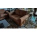 CHOCOLATE MICROSUEDE LOUNGE SUITE - 3 SEATER & CHAISE + 2 SEATER