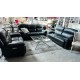 FELIX LEATHER LOUNGE SUITE 2.5 + 2 SEATER ELECTIC RECLINING - GREENWICH CHARCOAL RRP$12600