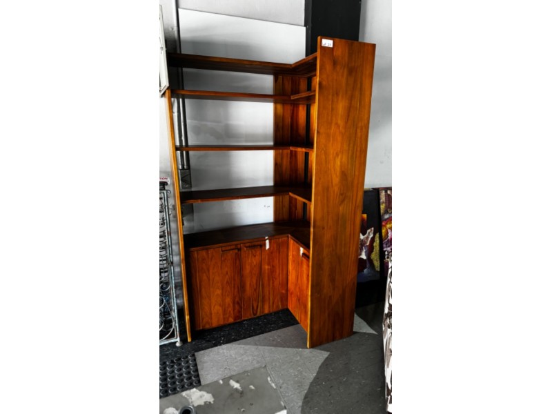 RUE SOLID TEAK 3 DOOR CORNER BOOKCASE CABINET