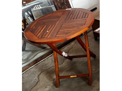 ROUND OUTDOOR FOLDING TEAK TABLE - NEW 