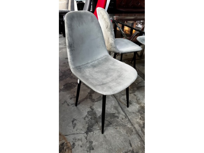 GREY NITA VELVET DINING CHAIRS (NEW IN BOX)