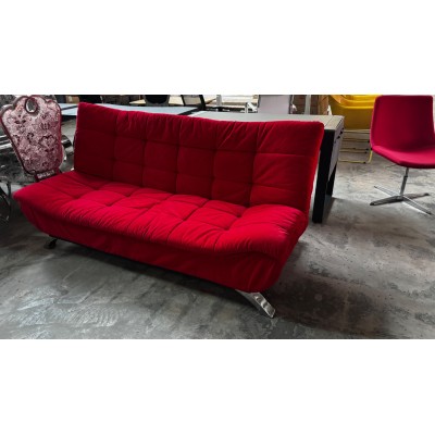 RED CLICK CLACK FOLDING FABRIC SOFA BED