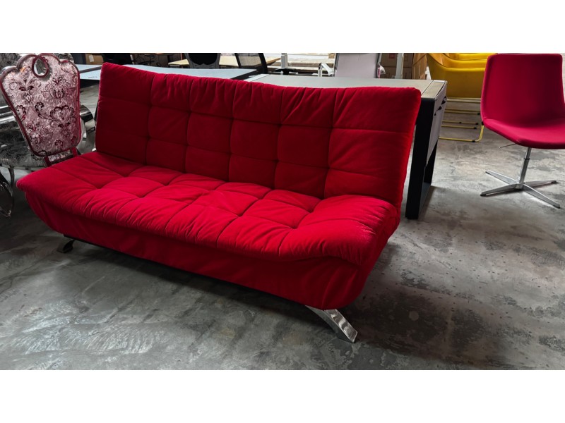 RED CLICK CLACK FOLDING FABRIC SOFA BED