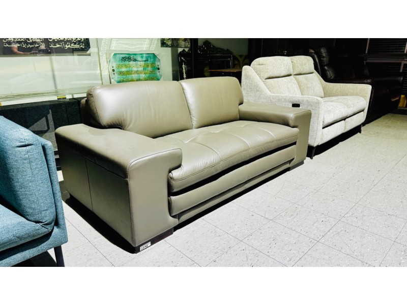 DYLAN 2 SEATER SOFA FULL LEATHER LOUNGE - VILLA STEEL 