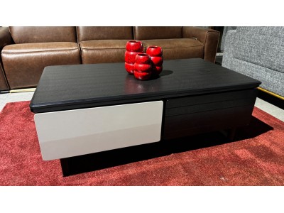 BLACK RESIN STONE TOP COFFEE TABLE- LARGE WITH DRAWERS