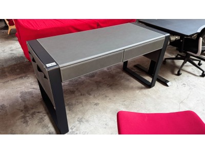 SHADOW WRITING DESK 1.4M DARK GREY PU + BLACK STEEL (GF-405)