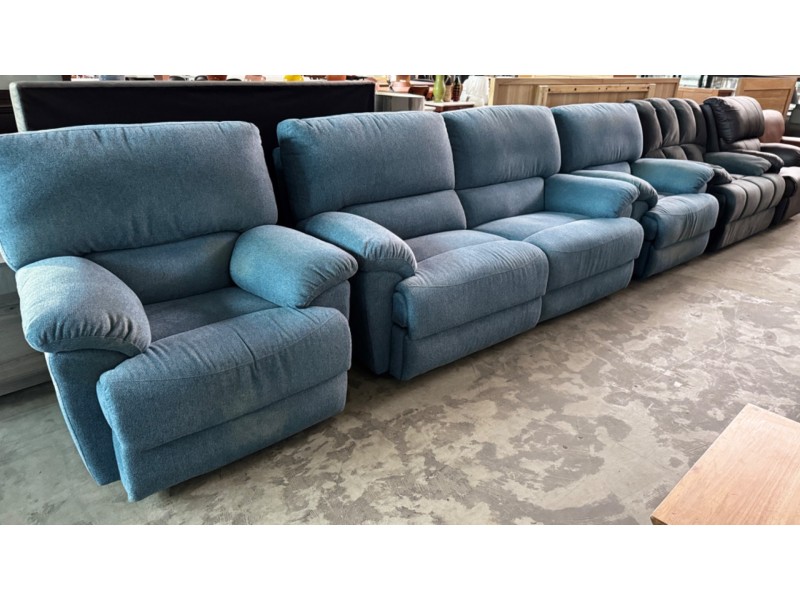 DELLE FABRIC LOUNGE SUITE - PROFILE CHANDON MARINA - 2.5 SEATER + 2 X 1 SEATER ALL RECLINING - RRP$5900 (2226C241) 011-04-07-24