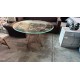 REPLICA WARREN PLATNER STYLE REPLICA ROUND DINING TABLE ROSE GOLD FRAME WITH GLASS TOP - BASE SIZE 650X710 - GLASS SIZE 1000MM