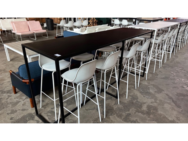 9 PIECE BAR TABLE SETTING 2400 X700 X 1100MM WITH 8 CHAIRS