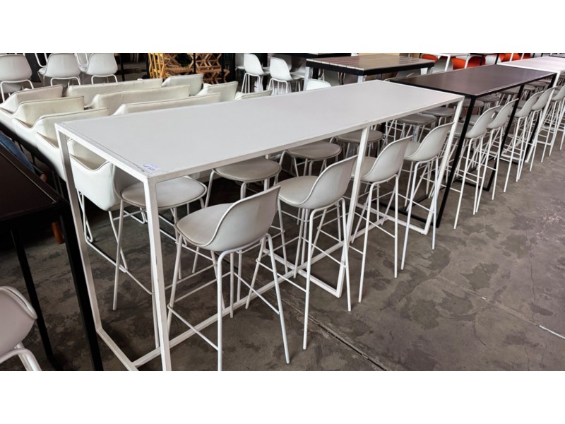 9 PIECE BAR TABLE SETTING 2400 X700 X 1100MM WITH 8 CHAIRS