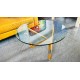 SMALL REPLICA MOEBIUS COFFEE TABLE - GLASS TOP NATURAL LEGS