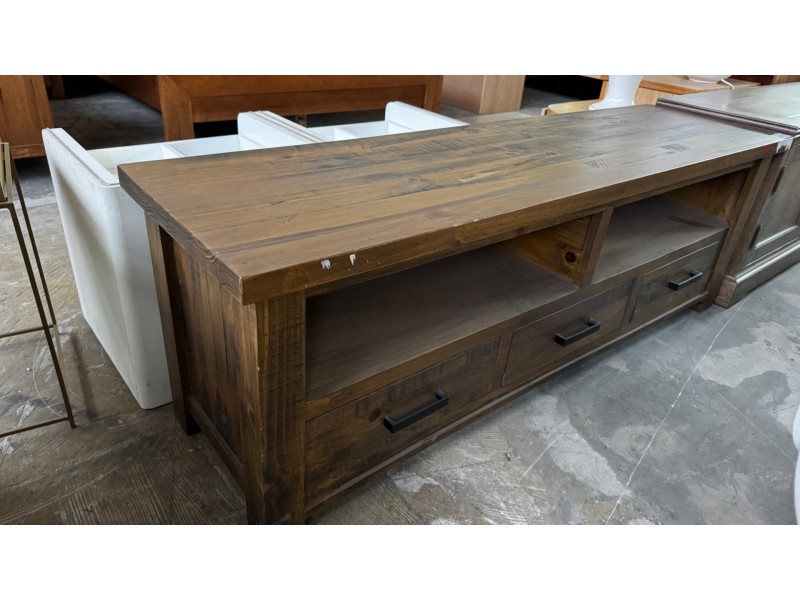 3 DRAWER 2 SHELF LOWLINE TV UNIT - NATURAL