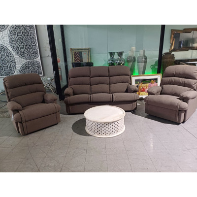 ALISON BROWN FABRIC LOUNGE SUITE - 3 SEATER PLUS 2 SINGLE ELECTRIC RECLINERS (JL-33)