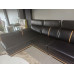BLACK BONDED LEATHER LOUNGE WITH CHAISE