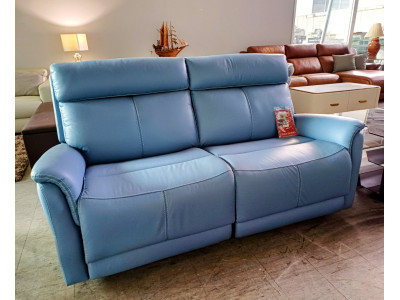 DIXON LEATHER 2.5 SEATER LOUNGE ELECTRIC RECLINING - VILLA SANTORINI - RRP$3850 (2341C467) #008-01-11-24