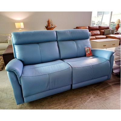 DIXON LEATHER 2.5 SEATER LOUNGE ELECTRIC RECLINING - VILLA SANTORINI - RRP$3850 (2341C467) #008-01-11-24