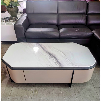 BLACK & GREY MARBLE LOOK 2 DRAWER COFFEE TABLE
