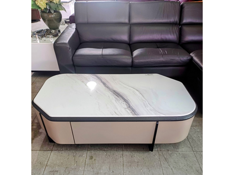 BLACK & GREY MARBLE LOOK 2 DRAWER COFFEE TABLE