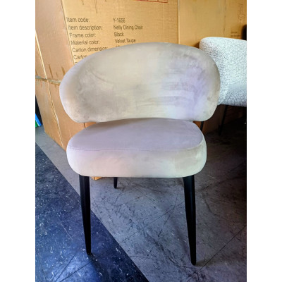 NELLY TAUPE VELVET DINING CHAIR