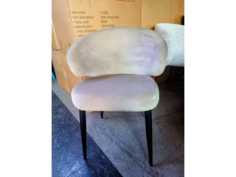 NELLY TAUPE VELVET DINING CHAIR