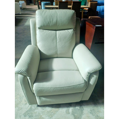 INDRA LEATHER ELECTRIC SINGLE RECLINER - VILLA OYSTER RRP$1690 (2241C182) 011-05-12-24