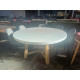 WHITE 1500MM ROUND CEMENT DINING TABLE WITH TIMBER BASE (80KG) - RRP$1600