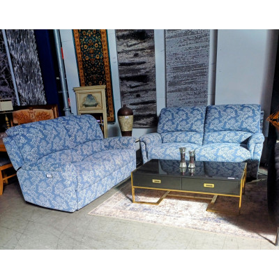 DONA FABRIC LOUNGE SUITE - 2 X 2.5 SEATERS ELECTRIC RECLINING - PROFILE MANDALAY ROYAL RRP$5950 (021/022-03-07-25)2431C333