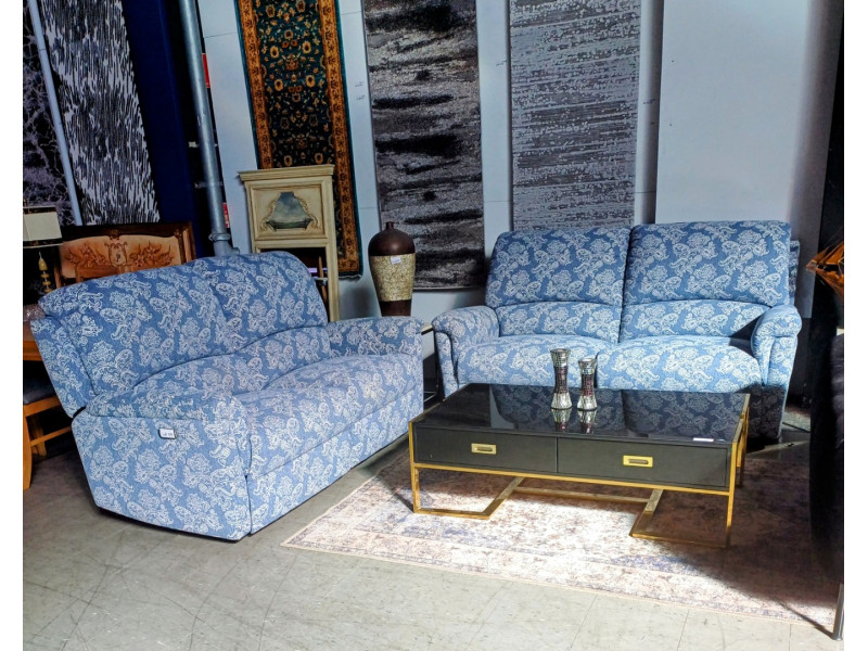DONA FABRIC LOUNGE SUITE - 2 X 2.5 SEATERS ELECTRIC RECLINING - PROFILE MANDALAY ROYAL RRP$5950 (021/022-03-07-25)2431C333