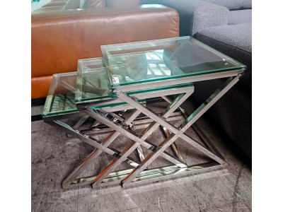 REX NEST OF TABLES - SILVER/CLEAR