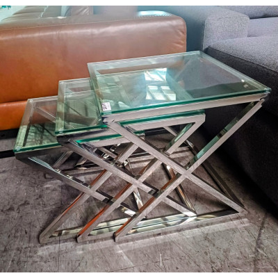 REX NEST OF TABLES - SILVER/CLEAR