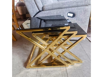 REX NEST OF TABLES - GOLD/BLACK