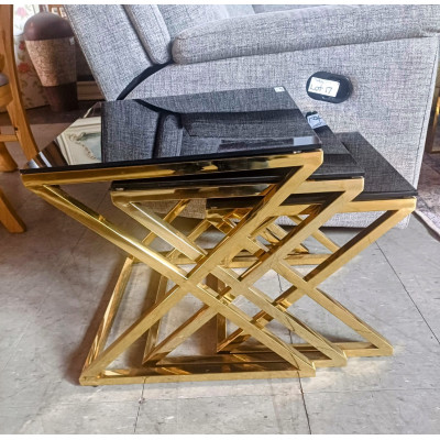 REX NEST OF TABLES - GOLD/BLACK