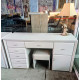 UPHOLSTERED DRESSING TABLE 7 DRAWERS/1 DOOR & STOOL (#D5) - SOLD AS IS - SOME MARKS ON EDGES