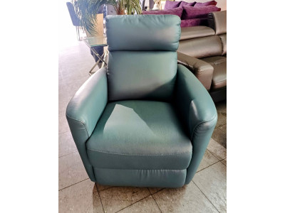 BLUE ITALIAN LEATHER RECLINER - MANUAL (#FM317)