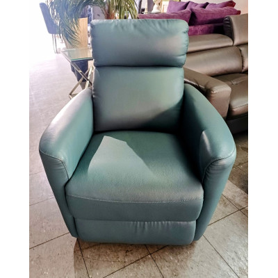 BLUE ITALIAN LEATHER RECLINER - MANUAL (#FM317)