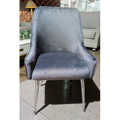ROYALE GREY VELVET DINING CHAIR