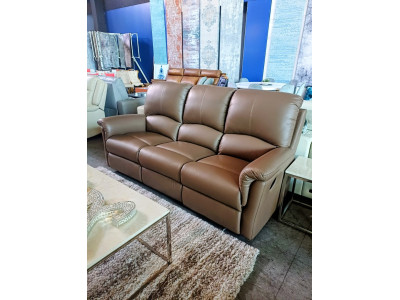 DONA LEATHER 3 SEATER RECLINING LOUNGE - VILLA FANGO RRP$3280 (013-03-07-25)2438C472