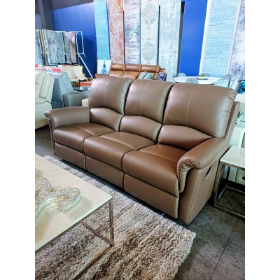 DONA LEATHER 3 SEATER RECLINING LOUNGE - VILLA FANGO RRP$3280 (013-03-07-25)2438C472