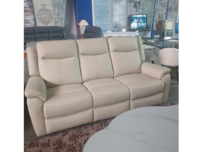 INDRA LEATHER 3 SEATER LOUNGE ELECTRIC RECLINING - VILLA PEARL RRP$2400 (018-03-07-25)2440C038 INDRA LEATHER 3 SEATER LOUNGE ELECTRIC RECLINING - VILLA PEARL RRP$2400 (018-03-07-25)2440C038